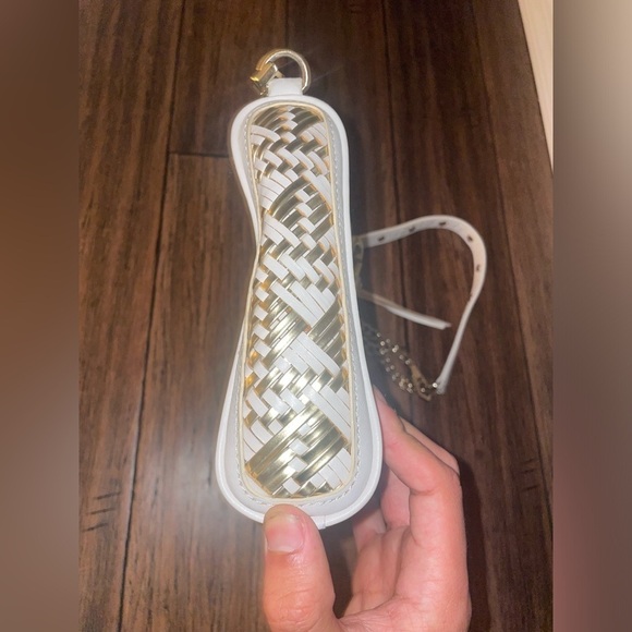 Rare✨White & Gold✨ Rebecca minkoff woven leather bag metallic bag crossbody - Picture 7 of 14